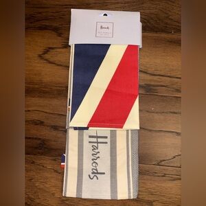 Harrods Union Jack Tea Towel Set - Red, Blue, Cream - Set of Two